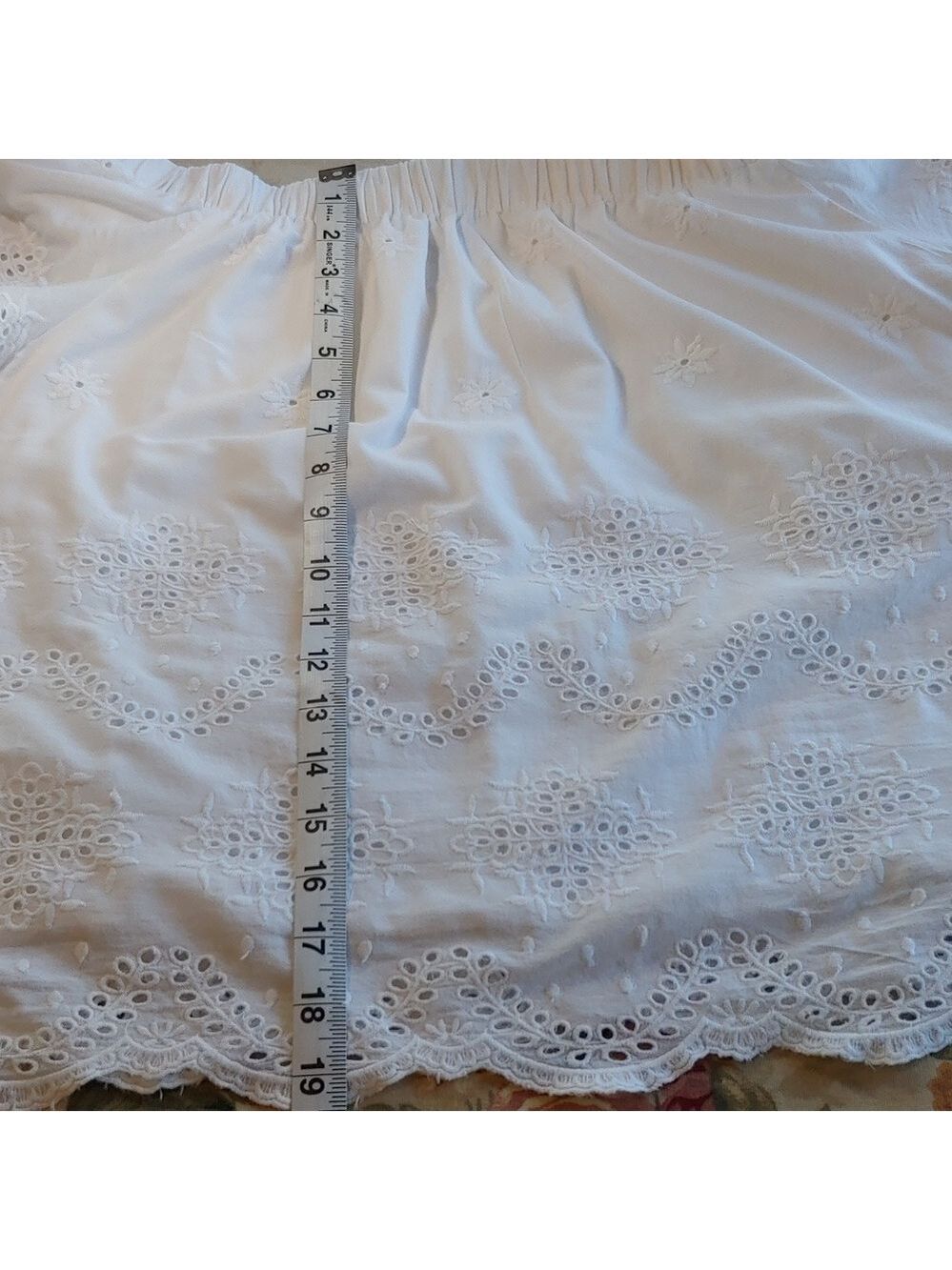 Saks Fifth Avenue White Cotton Eyelet 3/4 Sleeve Off Shoulders Top Women's Med - Picture 11 of 15
